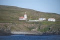 Landscape of church and cliffs on Grimsey Island North Iceland