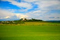 Landscape with church on hill Royalty Free Stock Photo
