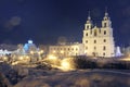Landscape Church in Minsk on Christmas night
