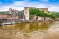 Landscape with citadel and fort of Huy, Belgium. Royalty Free Stock Photo