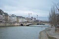 Landscape city along the Seine river in 4th arrondissement in Paris France Royalty Free Stock Photo