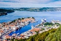 Beautiful landscape of Bergen seen from Mount Floibanen