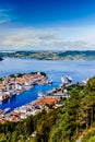 Beautiful landscape of Bergen seen from Mount Floibanen