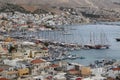 A landscape of the city center and the harbour from the hill of Calymnos Island