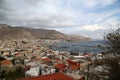 A landscape of the city center and the harbour from the hill of Calymnos Island