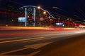 Landscape of the city of Minsk in Belarus blurred lights of car headlamps Royalty Free Stock Photo