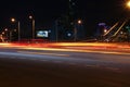 Landscape of the city of Minsk in Belarus blurred lights of car headlamps Royalty Free Stock Photo