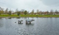 Landscape in city park with lake, Getaway for urbanistes.