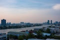 Landscape and Cityscape Building along the Chao Phraya River at night. The Capital landmark of Bangkok Thailand Royalty Free Stock Photo