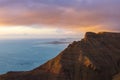 Landscape of cliffs of Mirador del RÃÂ­o and archipelago of Chinijo in background Royalty Free Stock Photo