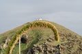 Landscape close up view over a hill with a white walls house under the sunset light, dry nature and Agave plant Royalty Free Stock Photo