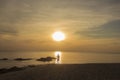 Landscape of cloudy sky sea and beach which has some people do their hobby in holiday morning Royalty Free Stock Photo