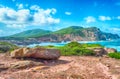 Landscape of the coast of porticciolo in a windy day Royalty Free Stock Photo