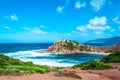 Landscape of the coast of porticciolo in a windy day Royalty Free Stock Photo