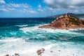 Landscape of the coast of porticciolo in a windy day Royalty Free Stock Photo