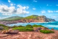 Landscape of the coast of porticciolo in a windy day Royalty Free Stock Photo