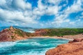 Landscape of the coast of porticciolo in a windy day Royalty Free Stock Photo