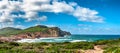 Landscape of the coast of porticciolo in a windy day Royalty Free Stock Photo