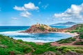 Landscape of the coast of porticciolo in a windy day Royalty Free Stock Photo