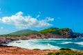 Landscape of the coast of porticciolo in a windy day Royalty Free Stock Photo