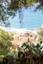 Landscape of coastline and town of Cefalu in Sicily Royalty Free Stock Photo