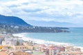 Landscape of coastline and town of Cefalu , Sicily Royalty Free Stock Photo
