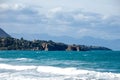 Landscape of coastline and town of Cefalu , Sicily Royalty Free Stock Photo