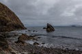 Landscape coastline view of rocks and cliffs in the Isle of Harris, Scotland, United Kingdom