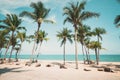 Landscape of coconut palm tree on tropical beach in summer Royalty Free Stock Photo