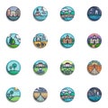 Landscape collection, flat icons set Royalty Free Stock Photo