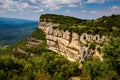 Landscape of Collsacabra highlands with rocky cliffs, Tavertet, Spain Royalty Free Stock Photo