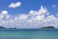 Landscape colorful blue sky with beautiful cloud and scintillation sea and island in asia Royalty Free Stock Photo