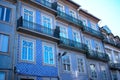 Landscape of colorful blue tiled traditional apartments in Porto Portugal Royalty Free Stock Photo