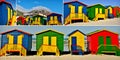 Colorful changing huts collage
