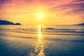 Landscape of colorful sky with sunlight over seascape. Serenity Royalty Free Stock Photo