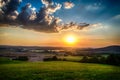 Landscape with colorful sunset