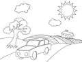 Landscape coloring book cartoon coloring page