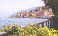 Landscape Of Como lake in Italy. Spectacular view on coastal town - Bellagio, Lombardy Famous Italian zone and popular European Royalty Free Stock Photo