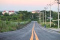 Landscape concrete road blank space straight way nature two sides tree background sky rural thailand evening sunset spring Royalty Free Stock Photo