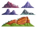 Landscape constructor set with various mountains and sleeping volcano