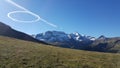 Landscape with contrails over blue sky Royalty Free Stock Photo