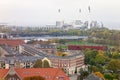 Landscape of Copenhagen city in Denmark with Amager power station in background