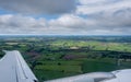 Landscape cork county from air plane window. Ireland green fields from above Royalty Free Stock Photo