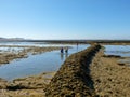 Couple of fishermen walking on the water