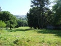 The outskirts of the town of Santiago de Compostela. Spain. Natural landscapes and views of medieval religious objects.