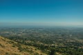 Landscape covered by wooden hills and cultivated fields Royalty Free Stock Photo