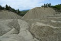 Landscape with cracked soil. Ground shape created by muddy volcanoes and natural-gas eruptions in Berca, Paclele Mari near Buzau