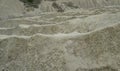 Landscape with cracked soil. Ground shape created by muddy volcanoes and natural-gas eruptions in Berca, Paclele Mari near Buzau