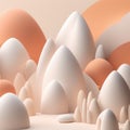 A landscape crafted with colored and white eggshells and other materials