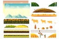 Landscape creator. Vector collection of landscape and farming design elements Royalty Free Stock Photo